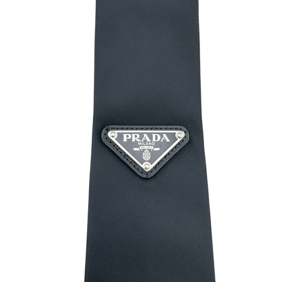 PRADA Re-Nylon Triangle Plate Tie, Black - 5