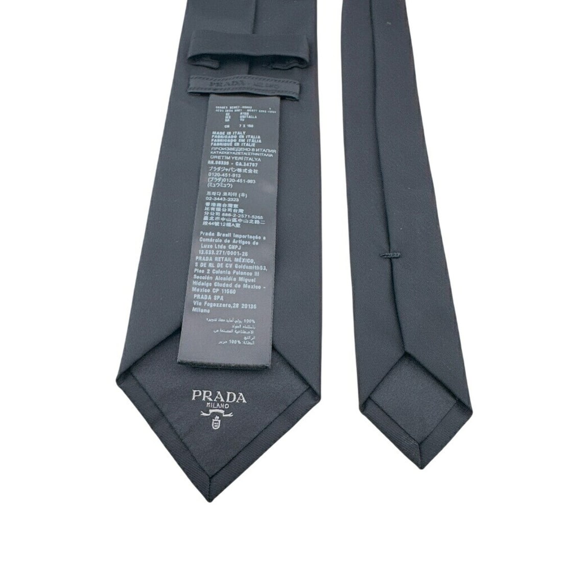 PRADA Re-Nylon Triangle Plate Tie, Black - 7