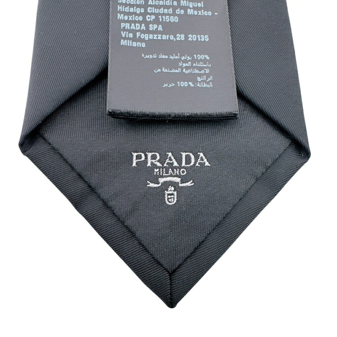PRADA Re-Nylon Triangle Plate Tie, Black - 8
