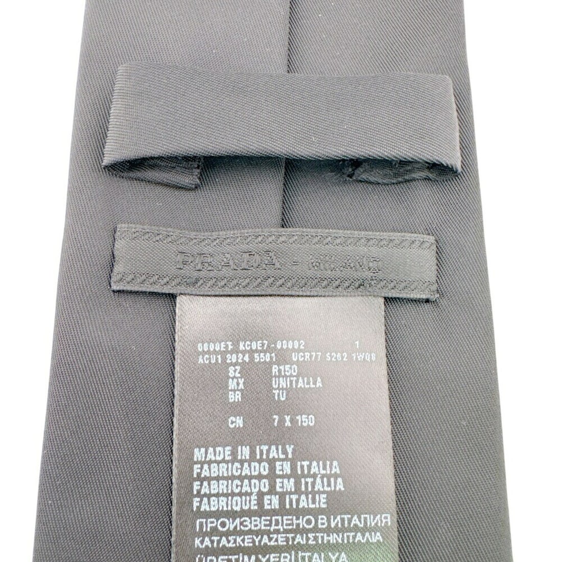 PRADA Re-Nylon Triangle Plate Tie, Black - 9