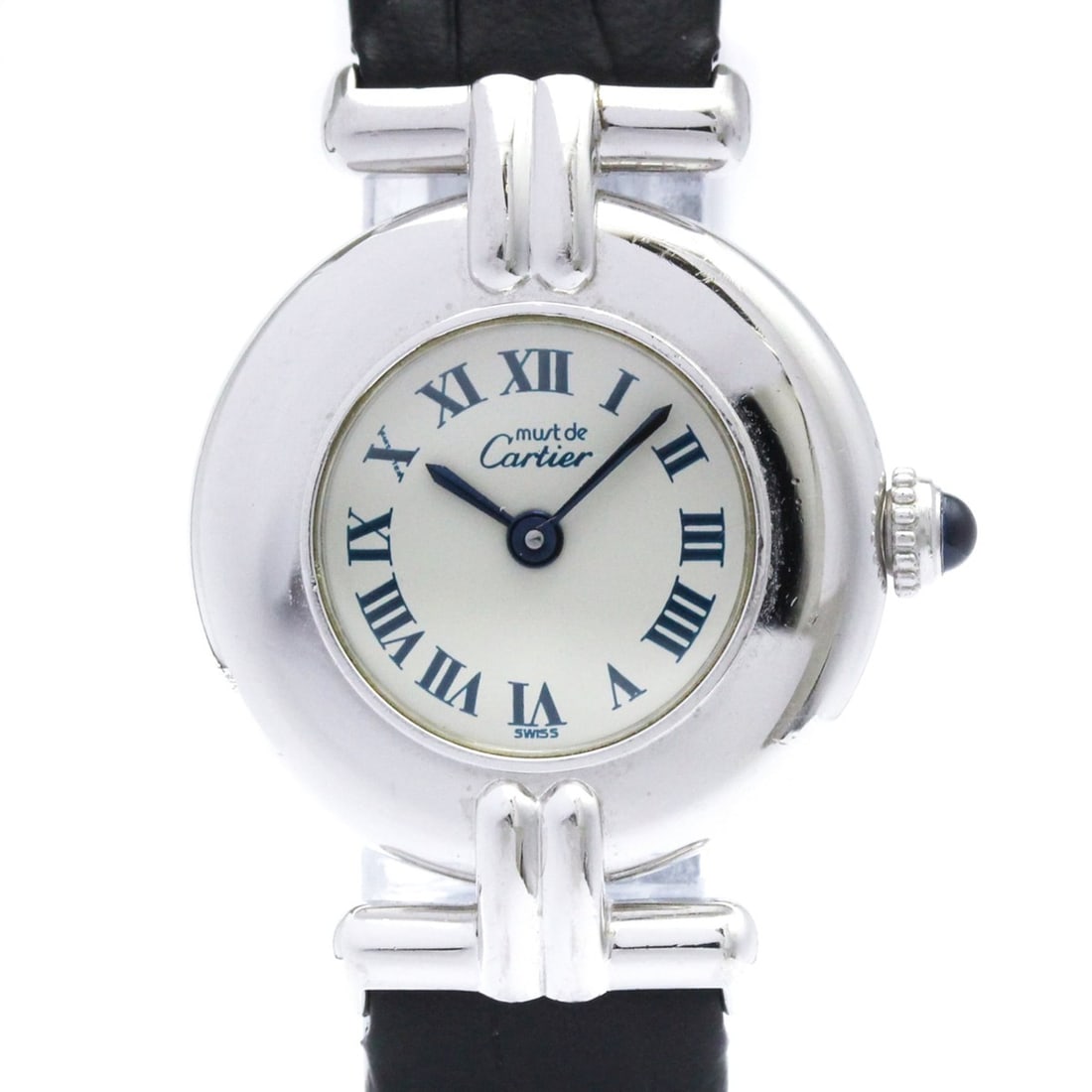 CARTIER Must Colisee Silver925 Leather Quartz Ladies Watch 690002: --- Catalog ---Category: SizeCase Diameter: 24mm / 0.94''Category: DesignType: WristwatchStyle: Dress/FormalGender: WomenColor (Dial): WhiteMaterial (Band): LeatherMaterial (Case): Silver