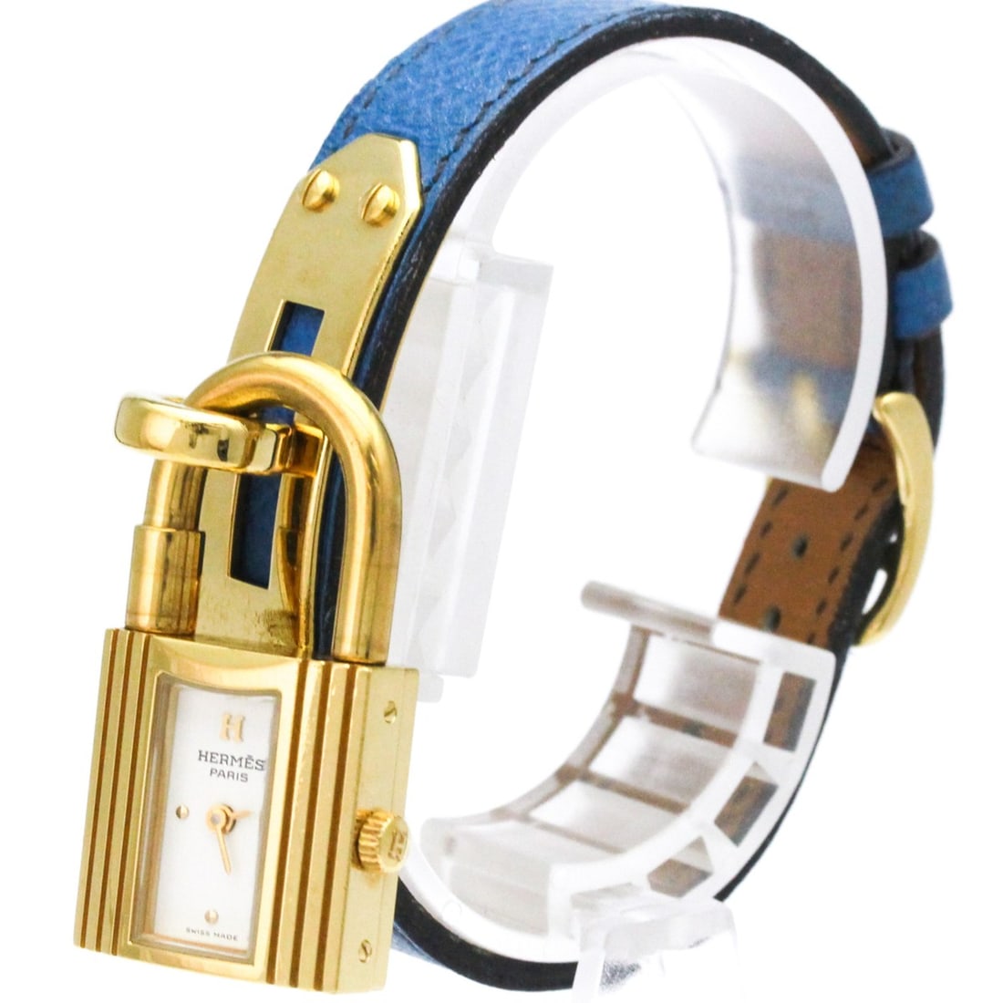 HERMES Kelly Watch Gold Plated Leather Quartz Ladies Watch: --- Catalog ---Category: SizeCase Diameter: 20mm / 0.79''Category: DesignType: WristwatchStyle: Dress/FormalGender: WomenColor (Dial): WhiteMaterial (Band): LeatherMaterial (Case): Gold platedCategory