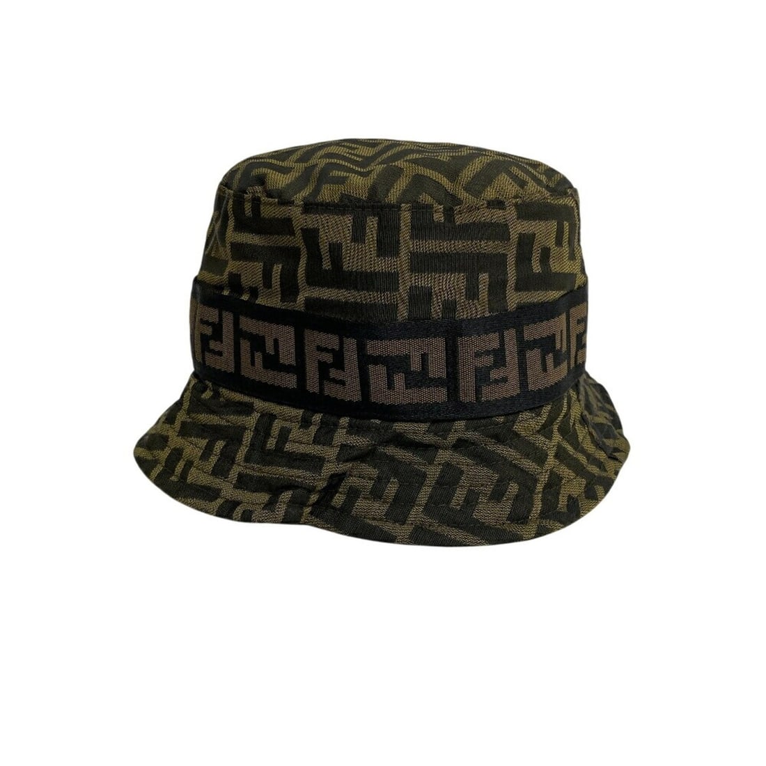 FENDI Bucket Hat Zucca Brown: --- Catalog ---Category: DesignType: Bucket hatColor: BrownGender: WomenMaterial: Nylon Category: GeneralBrand: FendiCategory: MeasurementsHeight: 13cm / 5.11''--- Item List ---Section: ConditionRanki