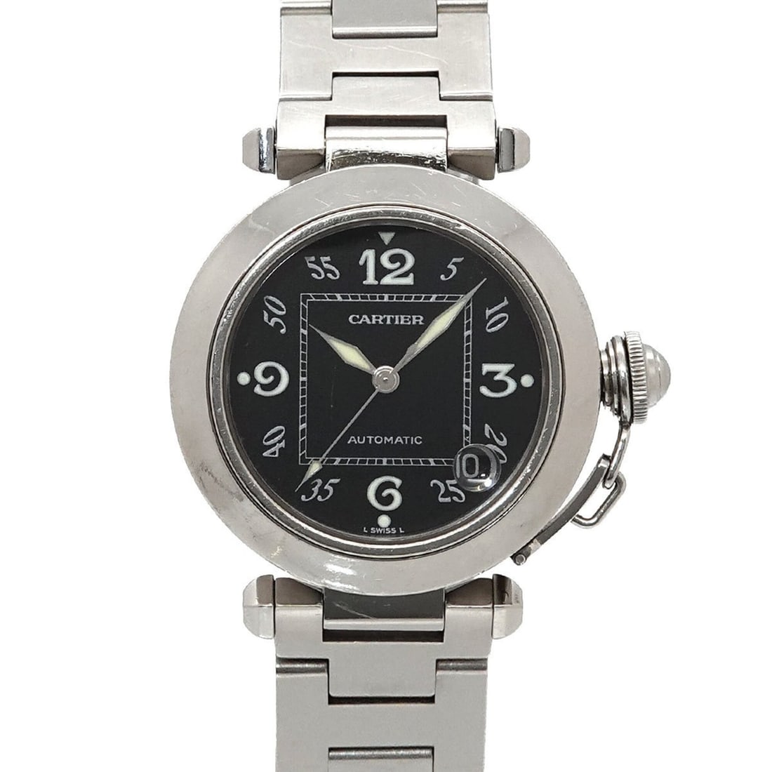 Cartier Pasha C W31043M7 Boys' Watch, Date, Black, Automatic Movement: --- Catalog ---Category: SizeWrist Size: 15.5cm / 6.1''Case Diameter: 35mm / 1.38''Category: DesignType: WristwatchGender: MenColor (Dial): BlackMaterial (Band): Stainless steelMaterial (Case): Stainl