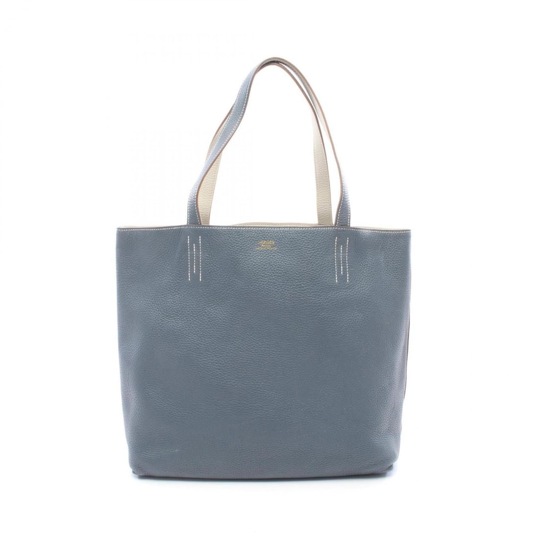 Hermes Double Sens 36 Reversible Tote Bag/Handbag in Blue Orage/Pearl Grey Leather - Taurillon: --- Catalog ---Category: SizeSize (HxWxD): 27cm x 28cm x 9.5cm / 10.62'' x 11.02'' x 3.74''Category: DesignType: Handbag, Tote bagColor: Blue, GrayGender: WomenMaterial: Taurillon clemence leather Cat