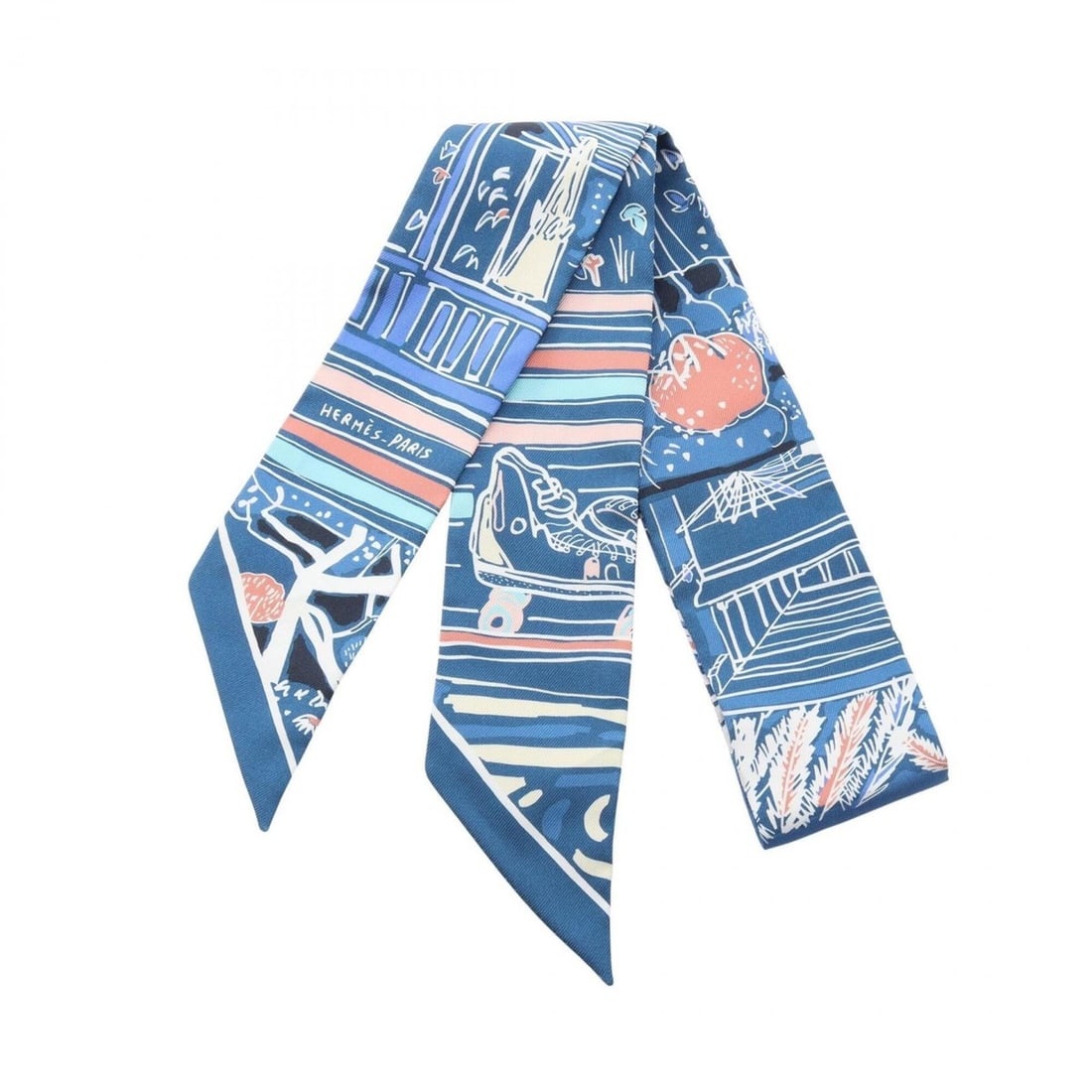 Hermes Twilly Rayures d'ete Ribbon Scarf Muffler Silk Women's Blue Multicolor 063850S: --- Catalog ---Category: SizeSize (LxW): 85cm x 5cm / 33.46'' x 1.96''Category: DesignType: ScarfColor: Blue, Multi-colorGender: WomenMaterial: Silk Category: GeneralMPN: 063850SBrand: Hermes--- Item 
