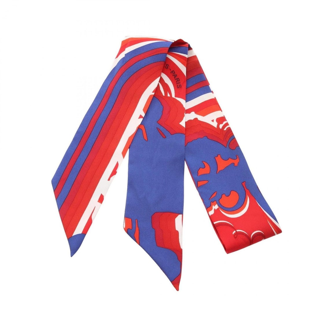 Hermes Twilly Brides de Gala Ceremonial Bridle Scarf Muffler Silk Women's Blue/Red (1 of 8)