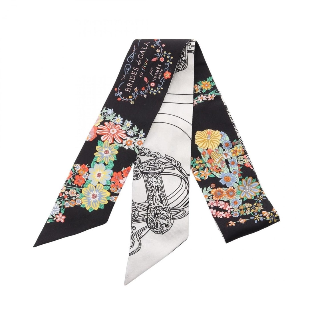 Hermes Twilly Brides de Gala en Fleurs Scarf Muffler Silk Women's Black Multicolor: --- Catalog ---Category: SizeSize (LxW): 85cm x 5cm / 33.46'' x 1.96''Category: DesignType: ScarfColor: Black, Multi-colorGender: WomenMaterial: Silk Category: GeneralBrand: Hermes--- Item List ---Sec