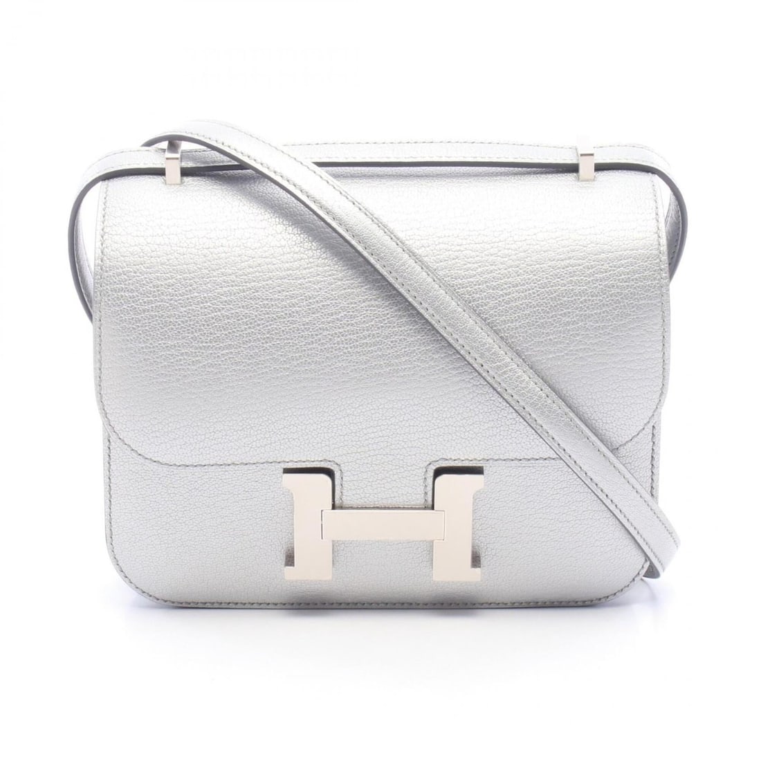 Hermes Constance 3 Mini Argent Shoulder Bag/Handbag, Chevre Shamkira Leather, Women's, Silver Tone: --- Catalog ---Category: SizeSize (HxWxD): 15cm x 18cm x 3cm / 5.9'' x 7.08'' x 1.18''Category: DesignType: Handbag, Shoulder bagColor: SilverGender: WomenHardware Color: SilverCategory: GeneralBrand:
