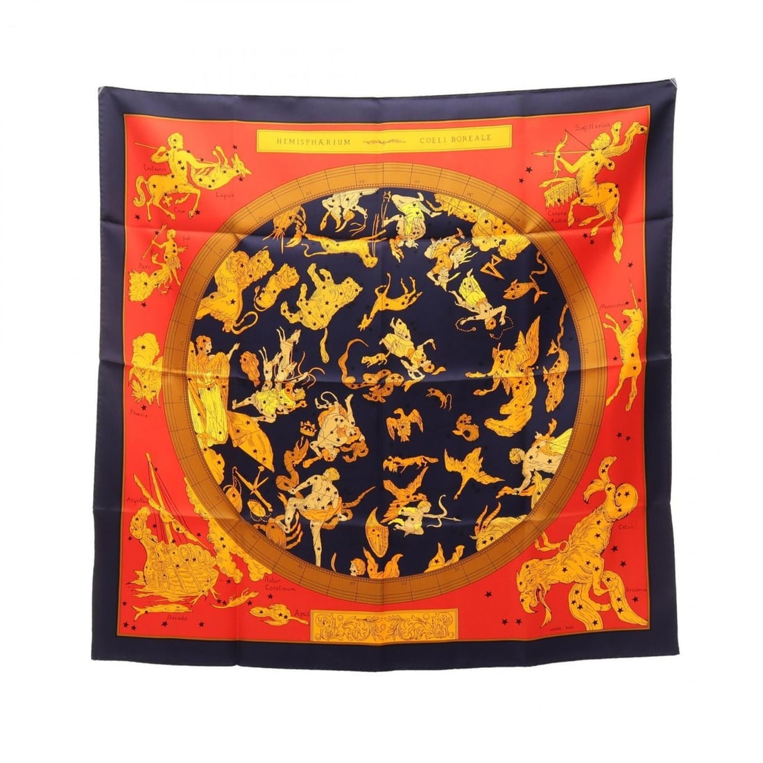 Hermes Carre 90 HEMISPHARIUM COELI BOREALE Scarf/Muffler, Silk, Women's, Navy/Multicolor: --- Catalog ---Category: SizeSize (LxW): 89cm x 89cm / 35.03'' x 35.03''Category: DesignType: ScarfColor: Multi-color, NavyGender: WomenMaterial: Silk Category: GeneralBrand: Hermes--- Item List ---Se