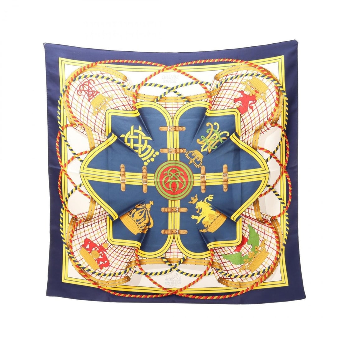 Hermes Carre 90 Grande Tenue Scarf/Muffler, Silk, Women's, Navy/Multicolor: --- Catalog ---Category: SizeSize (LxW): 89cm x 89cm / 35.03'' x 35.03''Category: DesignType: ScarfColor: Multi-color, NavyGender: WomenMaterial: Silk Category: GeneralBrand: Hermes--- Item List ---Se