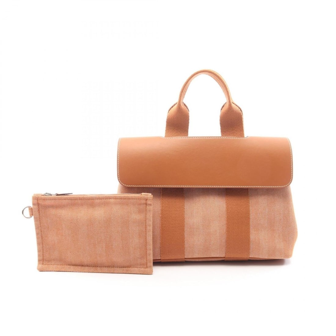 Hermes Valparaiso PM Gold Handbag, Canvas and Leather (Veau Swift), Toile Chevron, Brown Tones.: --- Catalog ---Category: SizeSize (HxWxD): 21cm x 30cm x 14cm / 8.26'' x 11.81'' x 5.51''Category: DesignType: HandbagColor: BrownGender: WomenMaterial: Toile chevron , Swift leather Category: General