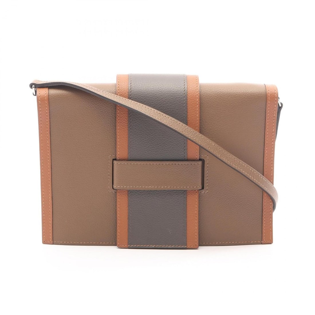 Hermes H Passant Shoulder Bag/Handbag, Leather, Evercolor, Women's, Beige, Gray, Brown, Etan (1 of 9)