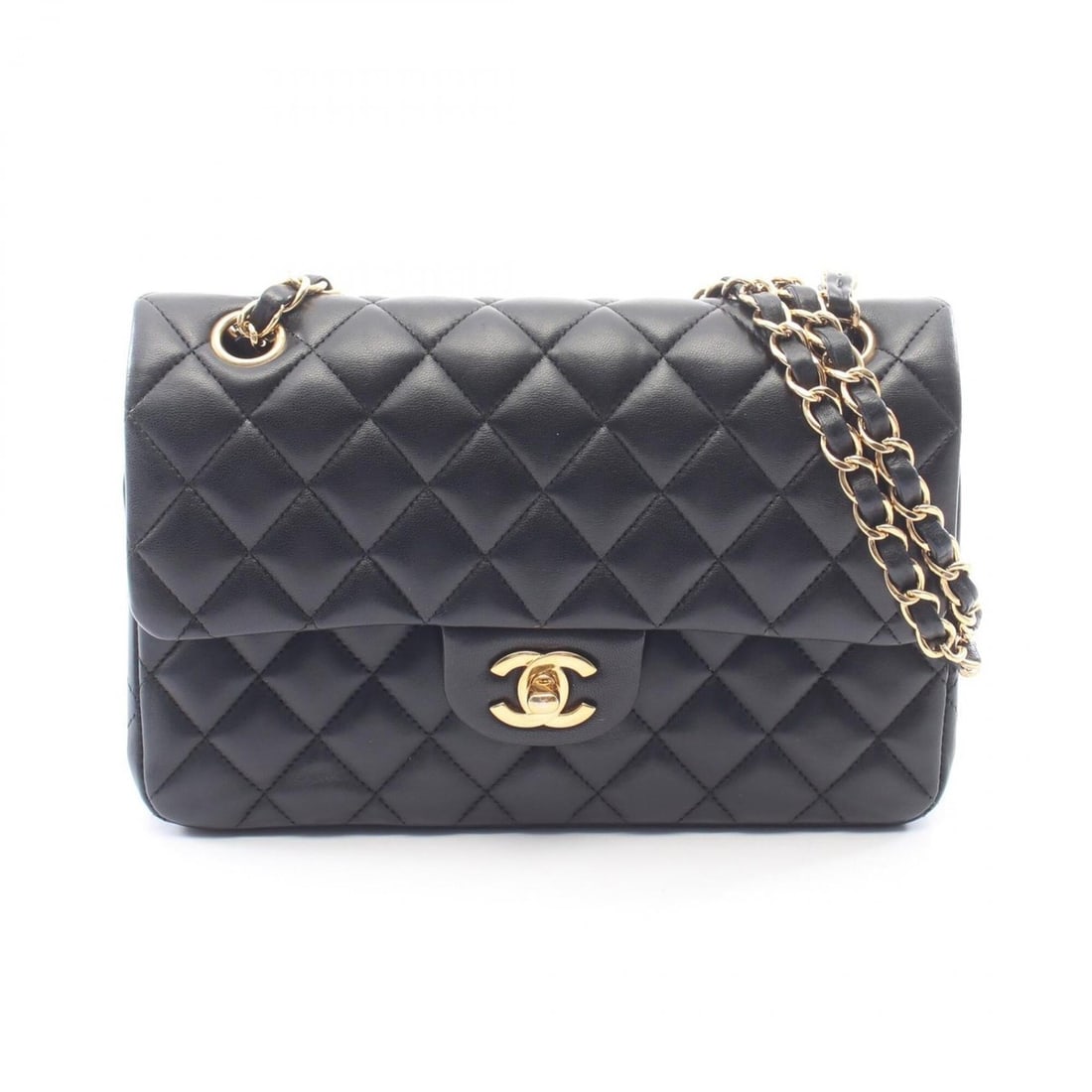 Chanel Matelassé Double Flap Shoulder Bag/Handbag, Lambskin Leather, Women's, Black (1 of 14)