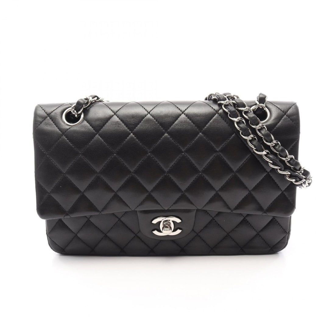 Chanel Matelassé Double Flap Shoulder Bag/Handbag, Lambskin Leather, Women's, Black: --- Catalog ---Category: SizeSize (HxWxD): 16cm x 25cm x 6.5cm / 6.29'' x 9.84'' x 2.55''Category: DesignType: Handbag, Shoulder bagColor: BlackGender: WomenMaterial: Leather Leather/Fur Type: Lambski
