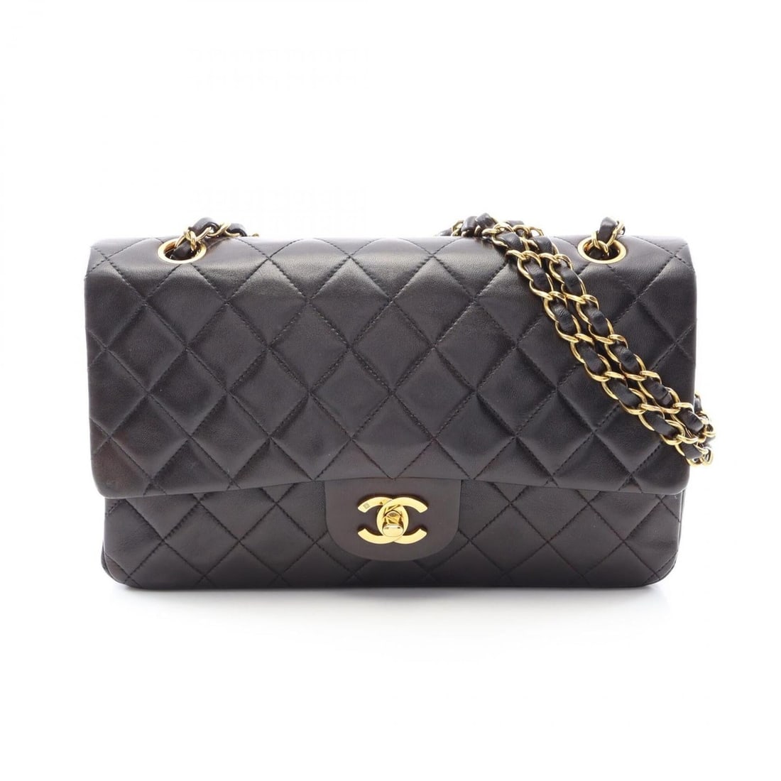 Chanel Matelassé Double Flap Shoulder Bag/Handbag, Lambskin Leather, Women's, Black: --- Catalog ---Category: SizeSize (HxWxD): 16cm x 25cm x 6.5cm / 6.29'' x 9.84'' x 2.55''Category: DesignType: Handbag, Shoulder bagColor: BlackGender: WomenMaterial: Leather Leather/Fur Type: Lambski