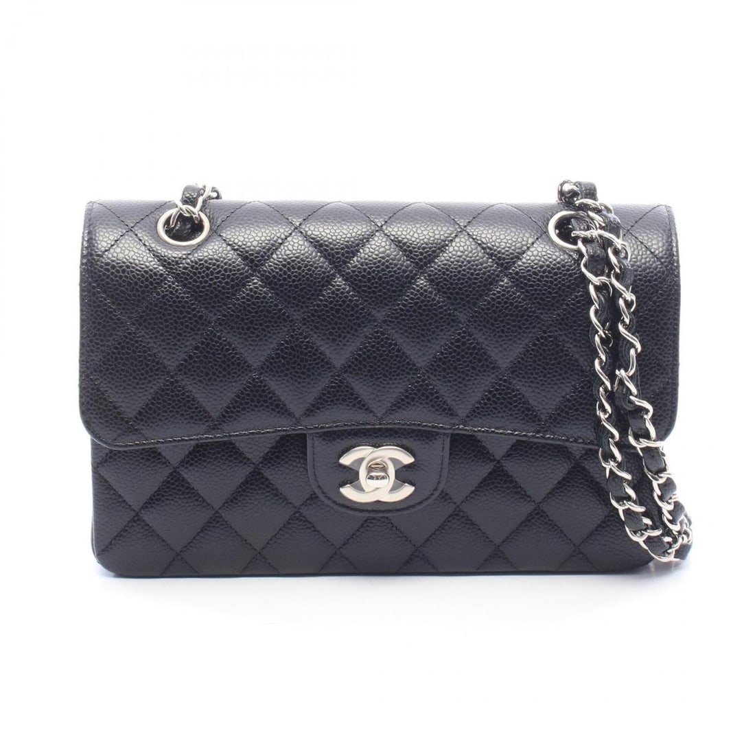 Chanel Matelassé Double Flap Shoulder Bag/Handbag, Caviar Leather (Grained Calfskin), Women's,: --- Catalog ---Category: SizeSize (HxWxD): 14cm x 23cm x 6cm / 5.51'' x 9.05'' x 2.36''Category: DesignType: Handbag, Shoulder bagColor: BlackGender: WomenMaterial: Grained Calfskin Category: GeneralM