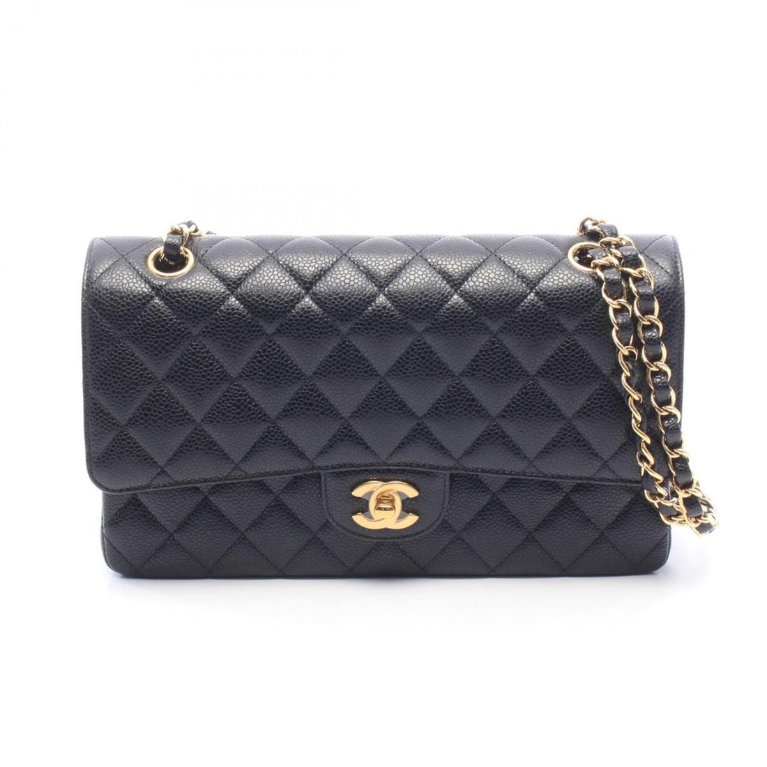 Chanel Matelassé Double Flap Shoulder Bag/Handbag, Caviar Leather (Grained Calfskin), Women's,: --- Catalog ---Category: SizeSize (HxWxD): 16cm x 25cm x 6.5cm / 6.29'' x 9.84'' x 2.55''Category: DesignType: Handbag, Shoulder bagColor: BlackGender: WomenMaterial: Grained Calfskin Category: Genera