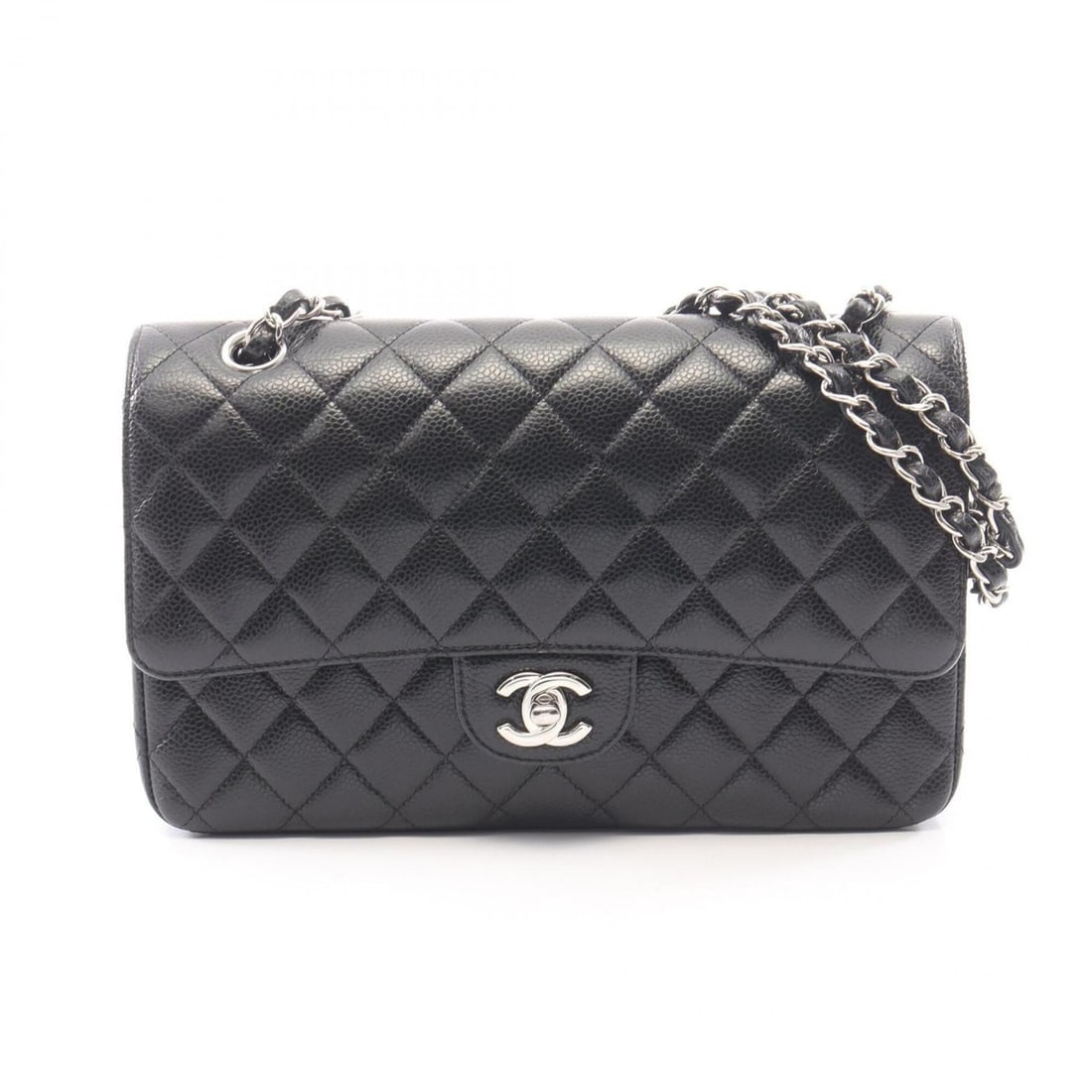 Chanel Matelassé Double Flap Shoulder Bag/Handbag, Caviar Leather (Grained Calfskin), Women's,: --- Catalog ---Category: SizeSize (HxWxD): 16cm x 25cm x 6.5cm / 6.29'' x 9.84'' x 2.55''Category: DesignType: Handbag, Shoulder bagColor: BlackGender: WomenMaterial: Grained Calfskin Category: Genera