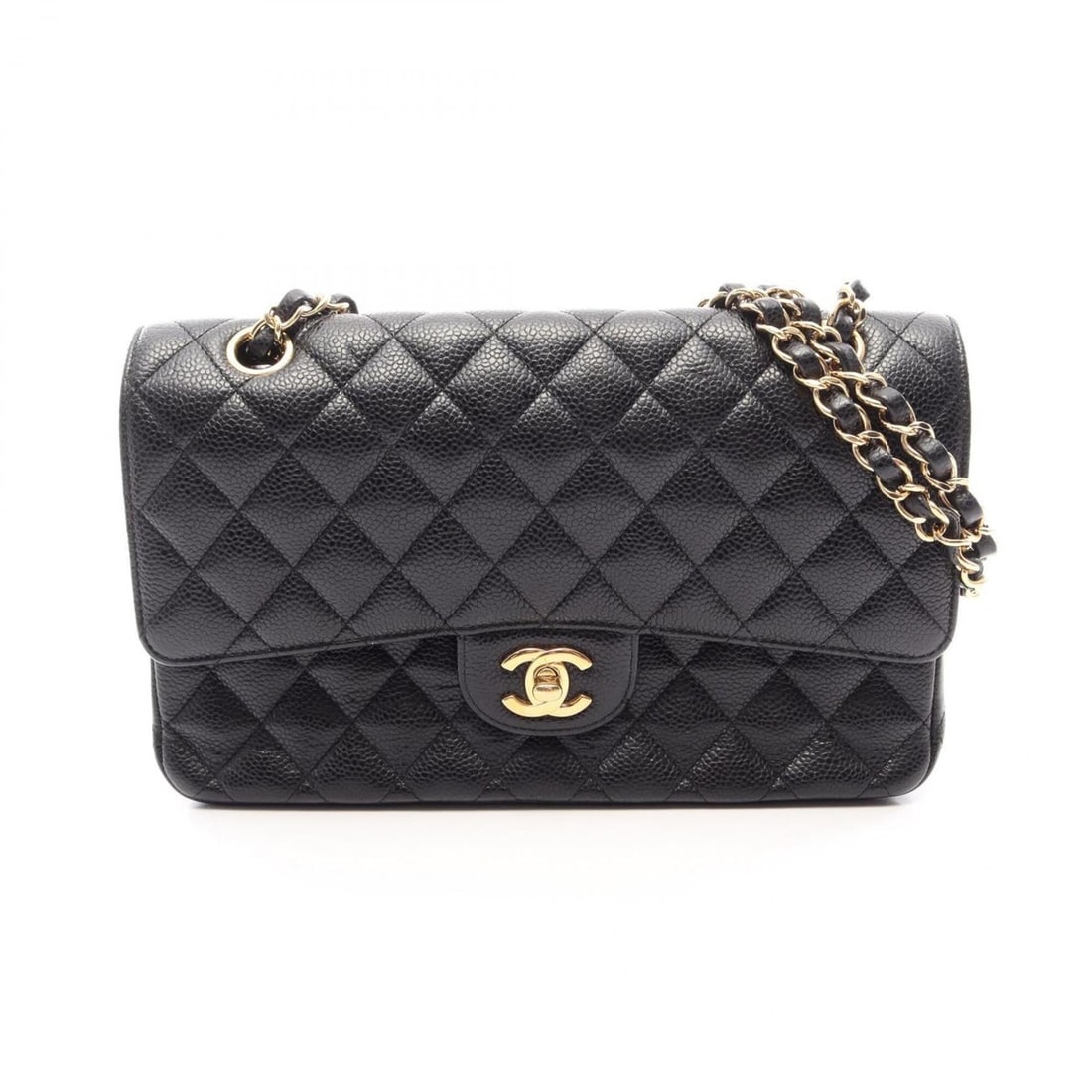 Chanel Matelassé Double Flap Shoulder Bag/Handbag, Caviar Leather (Grained Calfskin), Women's,: --- Catalog ---Category: SizeSize (HxWxD): 16cm x 25cm x 6.5cm / 6.29'' x 9.84'' x 2.55''Category: DesignType: Handbag, Shoulder bagColor: BlackGender: WomenMaterial: Grained Calfskin Category: Genera