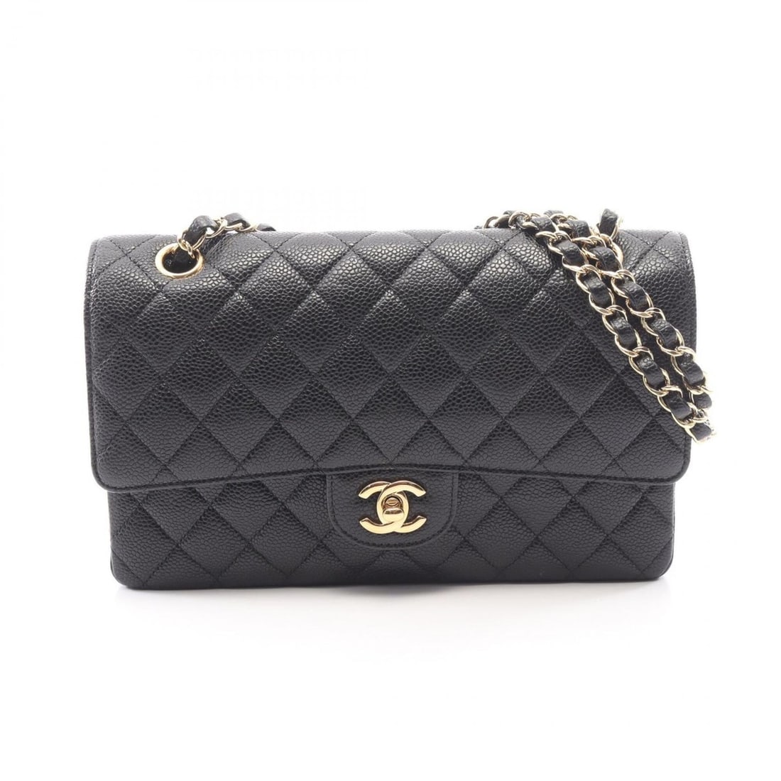 Chanel Matelassé Double Flap Shoulder Bag/Handbag, Caviar Leather (Grained Calfskin), Women's,: --- Catalog ---Category: SizeSize (HxWxD): 16cm x 25cm x 6.5cm / 6.29'' x 9.84'' x 2.55''Category: DesignType: Handbag, Shoulder bagColor: BlackGender: WomenMaterial: Grained Calfskin Category: Genera