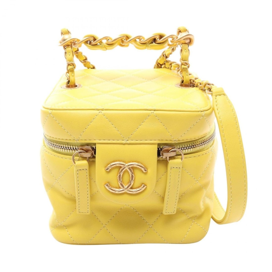 Chanel Matelassé 2-Way Shoulder Bag/Handbag, Lambskin Leather, Women's, Yellow (AS3228): --- Catalog ---Category: SizeSize (HxWxD): 13cm x 13.5cm x 14cm / 5.11'' x 5.31'' x 5.51''Category: DesignType: Handbag, Shoulder bagColor: YellowGender: WomenMaterial: Leather Leather/Fur Type: Lambs