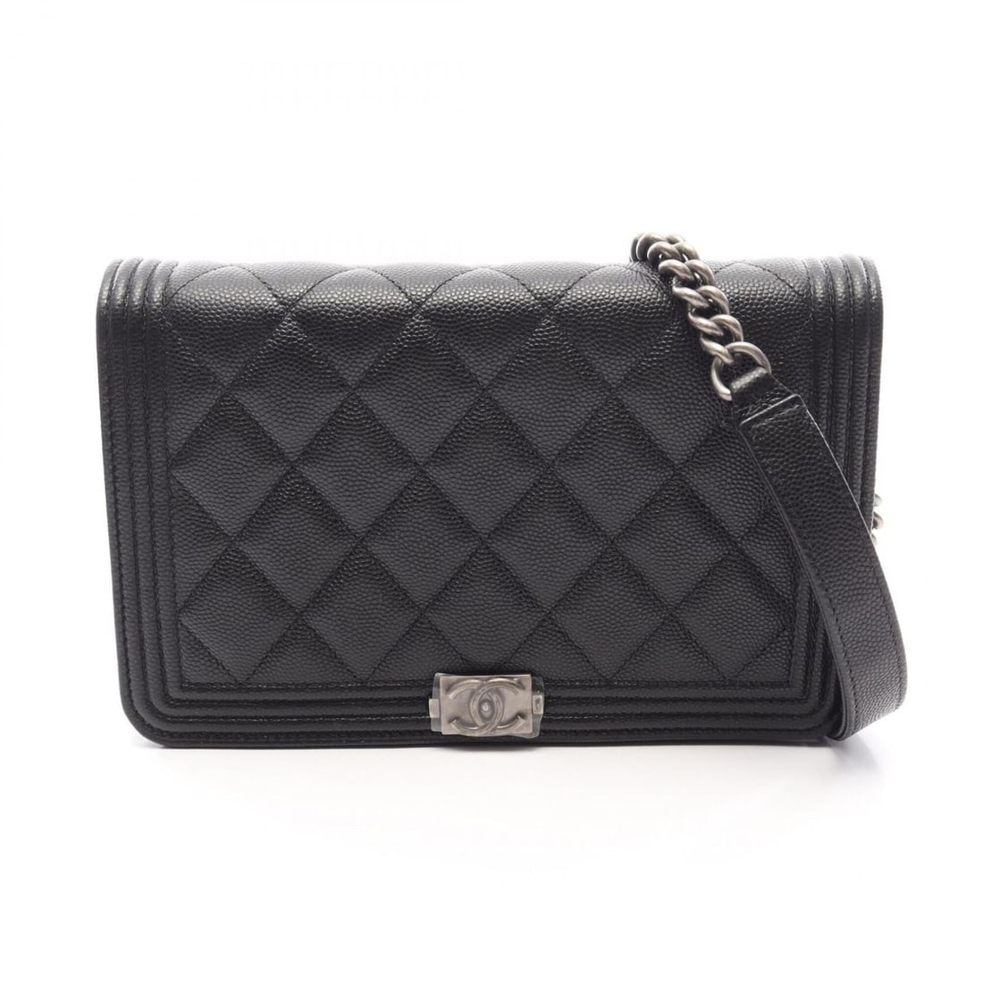 Chanel Boy Matelassé Shoulder Bag/Handbag, Caviar Leather (Grained Calfskin), Women's, Black,: --- Catalog ---Category: SizeSize (HxWxD): 12cm x 19cm x 4cm / 4.72'' x 7.48'' x 1.57''Category: DesignType: Handbag, Shoulder bagColor: BlackGender: WomenMaterial: Grained Calfskin Category: GeneralM