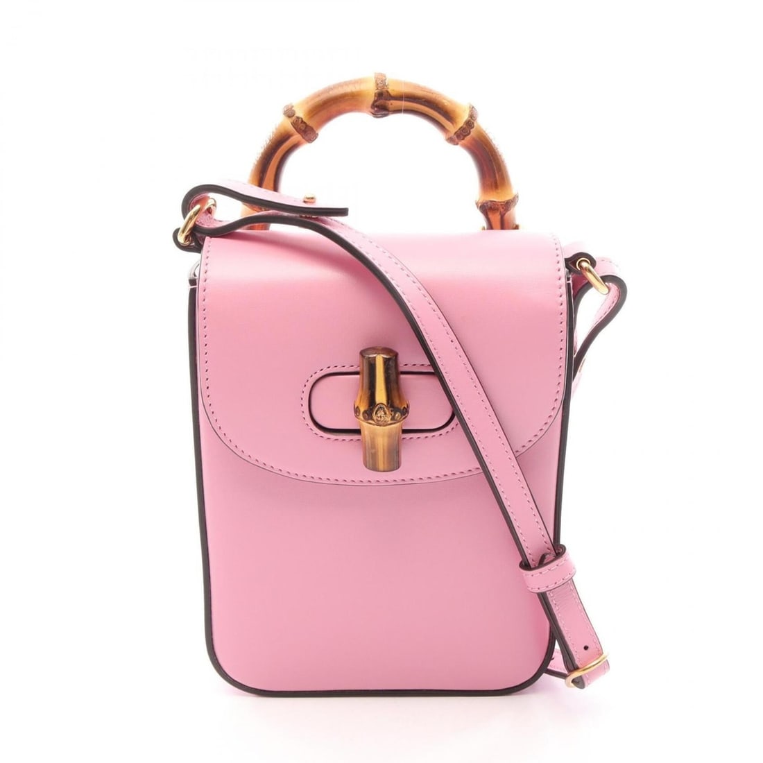 Gucci Bamboo 2-Way Handbag, Leather, Women's, Pink, 702106: --- Catalog ---Category: SizeSize (HxWxD): 17.5cm x 13cm x 4cm / 6.88'' x 5.11'' x 1.57''Category: DesignType: HandbagColor: PinkGender: WomenMaterial: Leather Category: GeneralMPN: 702106Brand: Gucci
