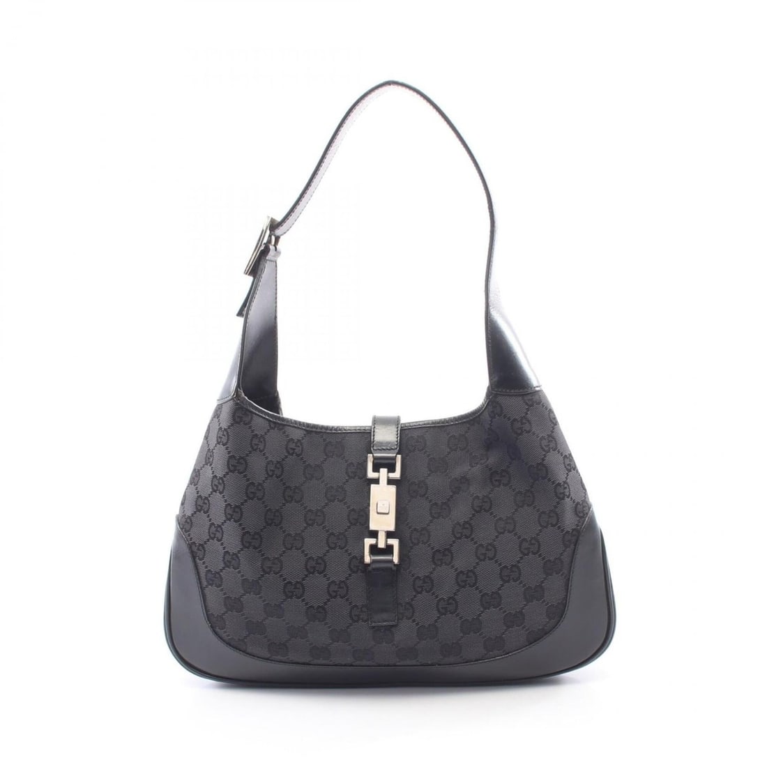 Gucci Jackie GG Canvas Shoulder Bag/Handbag, Leather, Women's, Black, 001-3306: --- Catalog ---Category: SizeSize (HxWxD): 21cm x 32cm x 3.5cm / 8.26'' x 12.59'' x 1.37''Category: DesignType: Handbag, Shoulder bagColor: BlackGender: WomenMaterial: Canvas , Leather Category: Gener