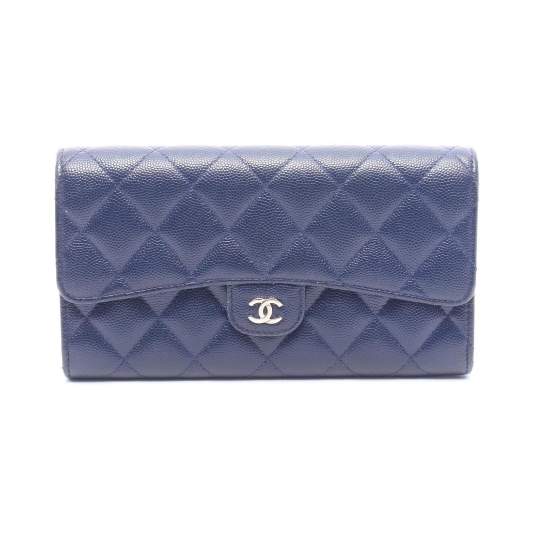 Chanel Matelassé Bi-fold Long Wallet, Caviar Leather (Grained Calfskin), Women's, Navy: --- Catalog ---Category: SizeSize (HxWxD): 11cm x 19.5cm x 3cm / 4.33'' x 7.67'' x 1.18''Category: DesignType: Long wallet (bi-fold)Color: NavyGender: WomenMaterial: Grained Calfskin Category: General