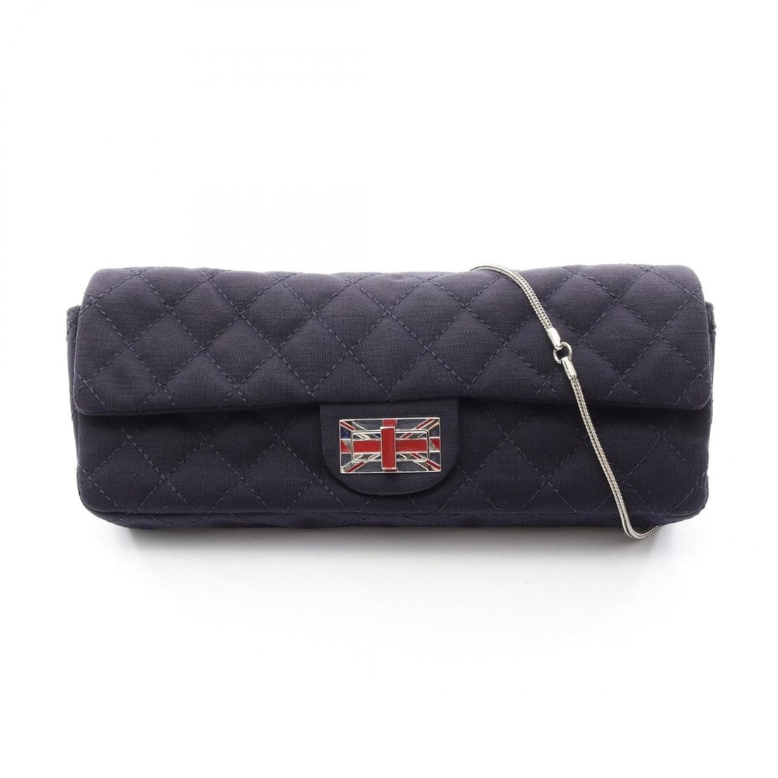 Chanel Matelassé Union Jack Shoulder Bag/Handbag, Fabric, Women's, Navy: --- Catalog ---Category: SizeSize (HxWxD): 10cm x 26cm x 5.5cm / 3.93'' x 10.23'' x 2.16''Category: DesignType: Handbag, Shoulder bagColor: NavyGender: WomenMaterial: Fabric Hardware Color: SilverCate