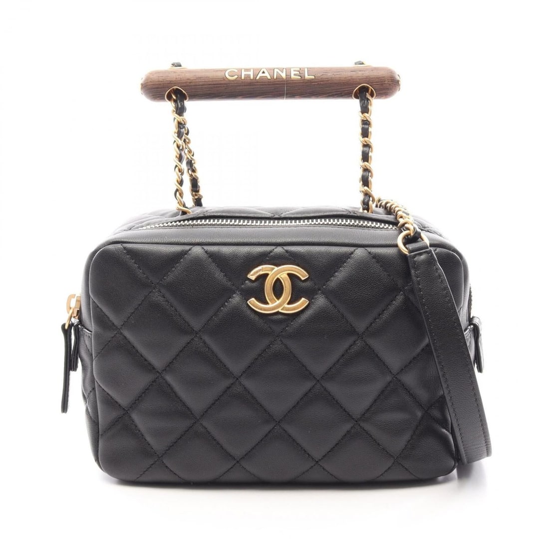 Chanel Matelassé Mini Bowling Bag, 2-Way Shoulder Bag/Handbag, Lambskin Leather, Women's, Black: --- Catalog ---Category: SizeSize (HxWxD): 12cm x 18.5cm x 9cm / 4.72'' x 7.28'' x 3.54''Category: DesignType: Handbag, Shoulder bagColor: BlackGender: WomenMaterial: Leather Hardware Color: GoldLeath