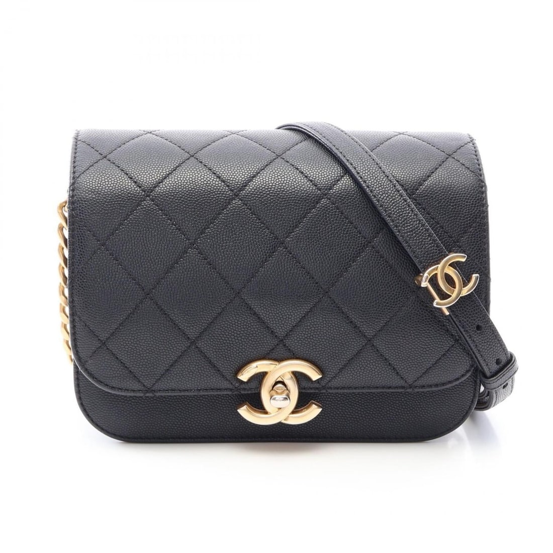 Chanel Matelassé Shoulder Bag/Handbag, Caviar Leather (Grained Calfskin), Women's, Black, AS2823: --- Catalog ---Category: SizeSize (HxWxD): 14cm x 19cm x 8cm / 5.51'' x 7.48'' x 3.14''Category: DesignType: Handbag, Shoulder bagColor: BlackGender: WomenMaterial: Grained Calfskin Hardware Color: Go