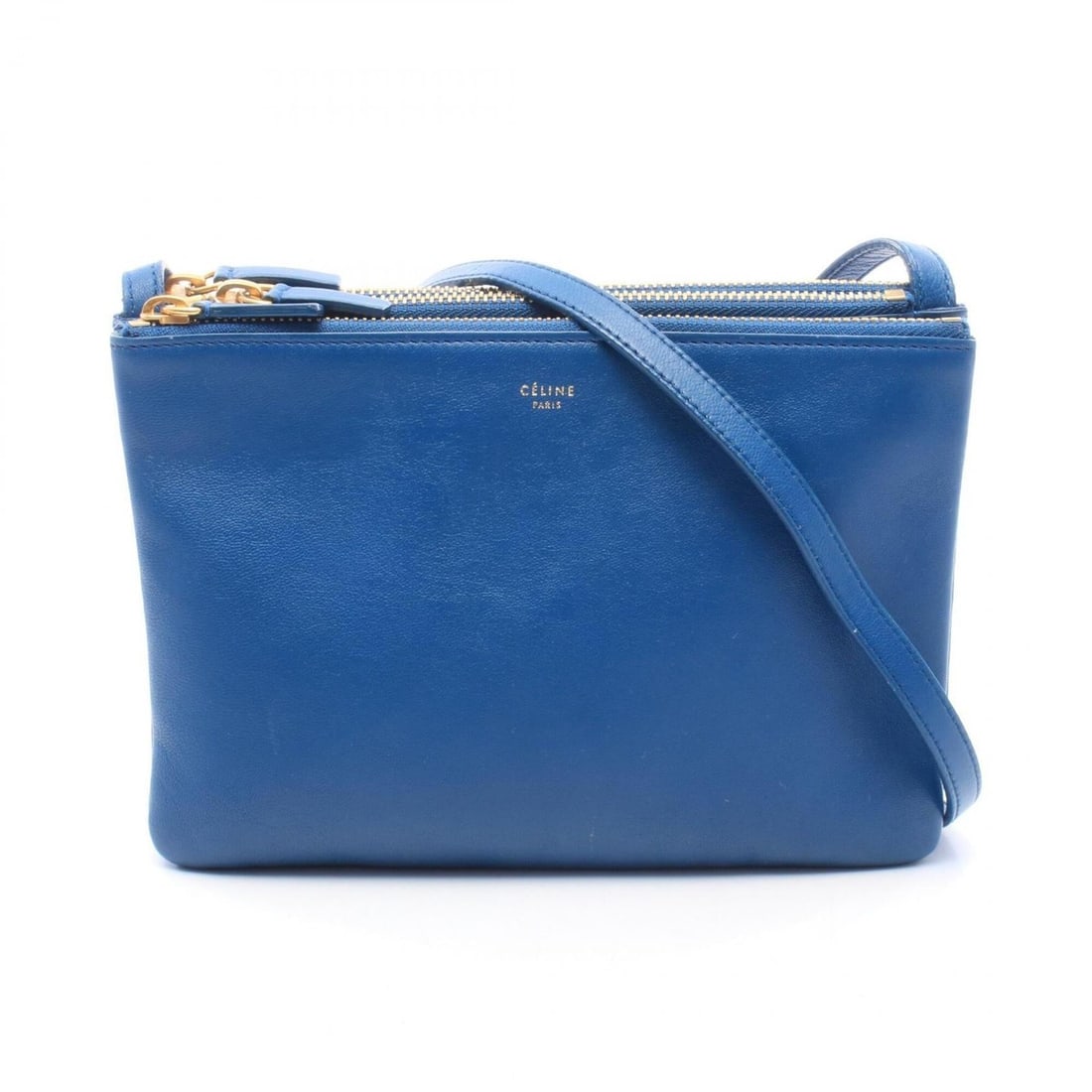Celine TRIO SMALL Shoulder Bag/Handbag, Leather, Women's, Blue: --- Catalog ---Category: SizeSize (HxWxD): 14.5cm x 21.5cm / 5.7'' x 8.46''Category: DesignType: Handbag, Shoulder bagColor: BlueGender: WomenMaterial: Leather Category: GeneralBrand: Celine--- Item L