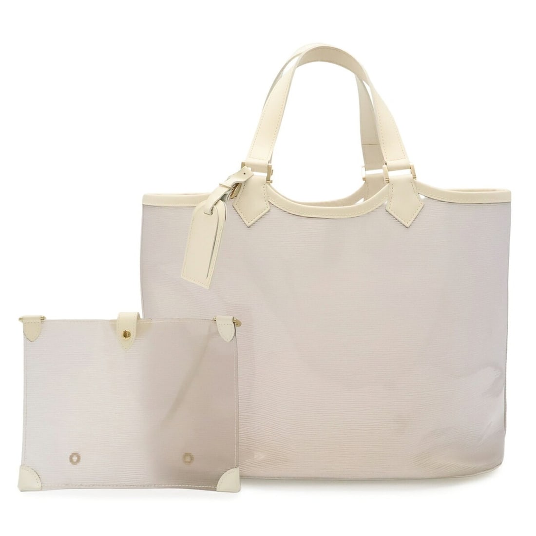 LOUIS VUITTON Epi Plage Lagoon Bay Tote Bag, Vinyl Leather, Coconut, Clear Gold, M92151: --- Catalog ---Category: SizeSize (HxWxD): 30cm x 39.5cm x 18cm / 11.81'' x 15.55'' x 7.08''Category: DesignType: Pouch, Tote bagColor: CoconutGender: WomenMaterial: Vinyl , Leather Category: GeneralB