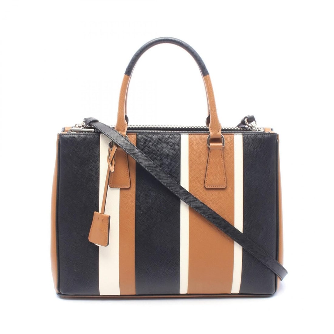 Prada Galleria 2-Way Tote Bag/Handbag, Saffiano Leather, Women's, Black, Brown, White: --- Catalog ---Category: SizeSize (HxWxD): 25cm x 34.5cm x 14.5cm / 9.84'' x 13.58'' x 5.7''Category: DesignType: Handbag, Tote bagColor: Black, Brown, WhiteGender: WomenMaterial: Saffiano Category: G
