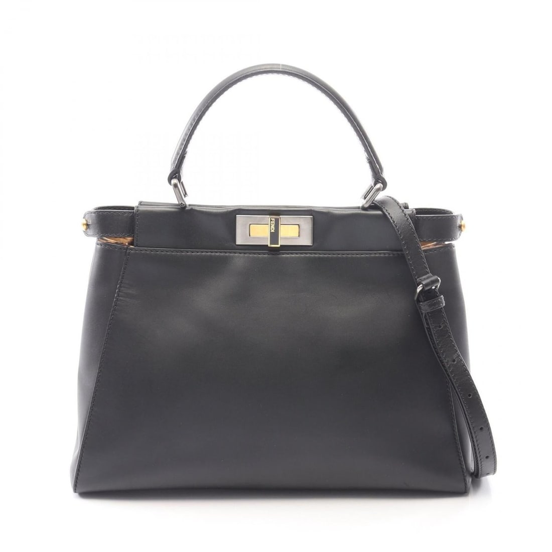 Fendi Peekaboo Regular 2-Way Handbag, Leather, Women's, Black (1 of 12)