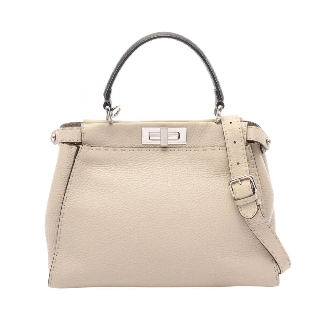 Fendi Peekaboo Regular 2-Way Handbag, Leather, Women's, Ivory/Gray, 8BN290: --- Catalog ---Category: SizeSize (HxWxD): 24cm x 34cm x 13cm / 9.44'' x 13.38'' x 5.11''Category: DesignType: HandbagColor: Gray, IvoryGender: WomenMaterial: Leather Category: GeneralMPN: 8BN290Brand