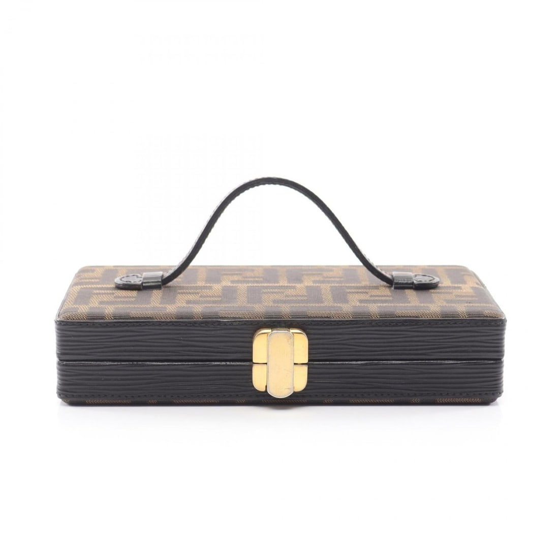 Fendi Zucca handbag, canvas and leather, women's, brown black.: --- Catalog ---Category: SizeSize (HxWxD): 4cm x 20cm x 12cm / 1.57'' x 7.87'' x 4.72''Category: DesignType: HandbagColor: Black, BrownGender: WomenMaterial: Canvas , Leather Category: GeneralBrand: F