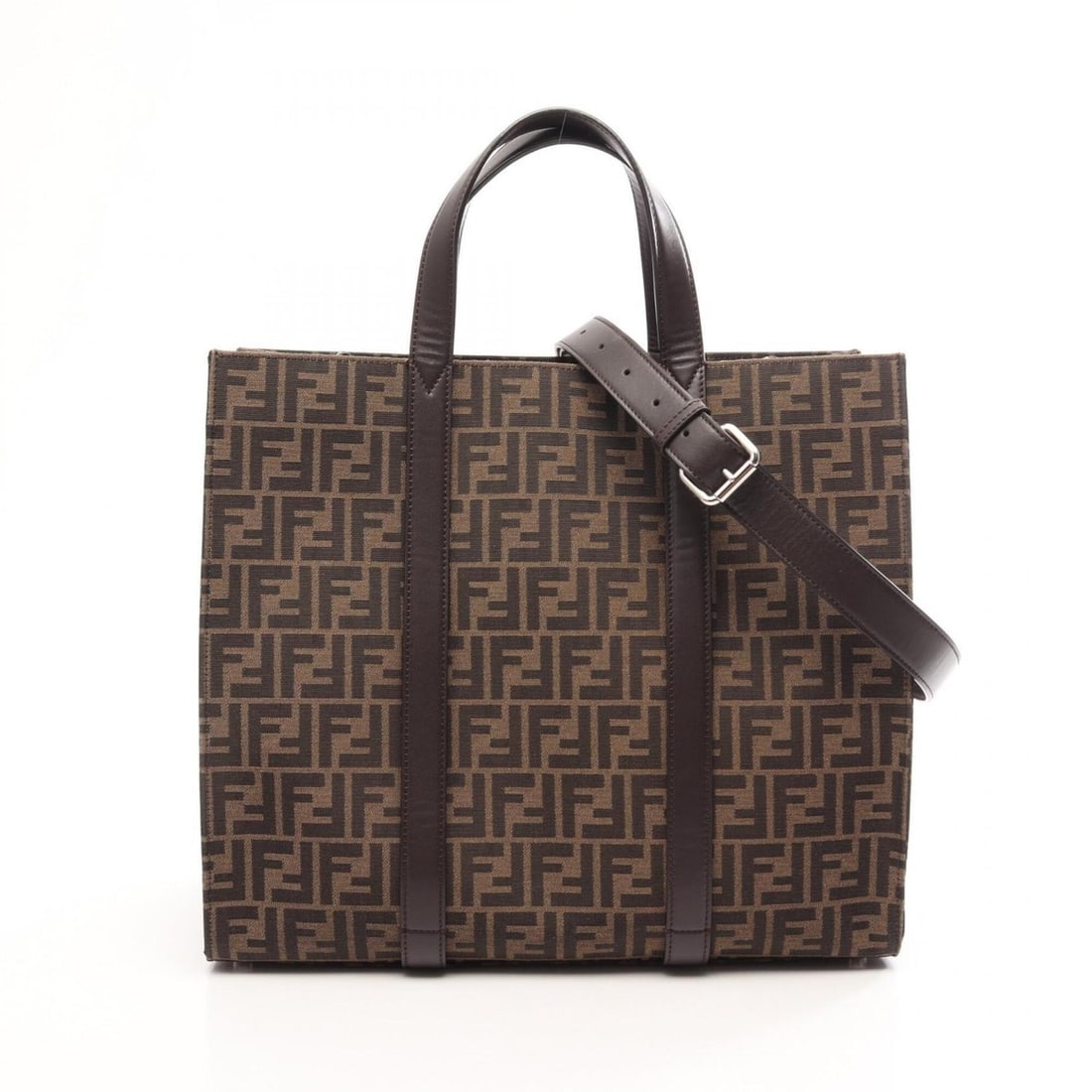 Fendi Zucca 2-Way Tote Bag/Handbag, Canvas and Leather, Women's, Brown: --- Catalog ---Category: SizeSize (HxWxD): 35cm x 39cm x 19cm / 13.77'' x 15.35'' x 7.48''Category: DesignType: Handbag, Tote bagColor: BrownGender: WomenMaterial: Canvas , Leather Category: GeneralBr
