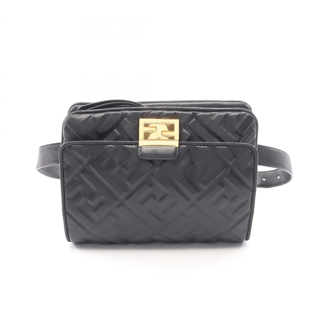 Fendi FF Embossed Upside Down Waist Bag Handbag Leather Women's Black 8BT305: --- Catalog ---Category: SizeSize (HxWxD): 18cm x 23cm x 4.5cm / 7.08'' x 9.05'' x 1.77''Category: DesignType: Fanny pack, HandbagColor: BlackGender: WomenMaterial: Leather Category: GeneralMPN: 8BT30