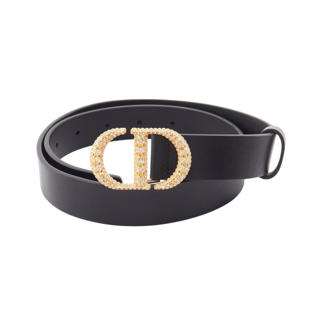 Christian Dior Dior CD logo buckle rhinestone gold hardware leather belt for women, black.: --- Catalog ---Category: SizeWidth: 2.5cm / 0.98''Length: 65.5cm - 75.5cm / 25.78'' - 29.72''Category: DesignType: Standard beltColor: BlackGender: WomenMaterial (Strap): Leather Category: GeneralBran