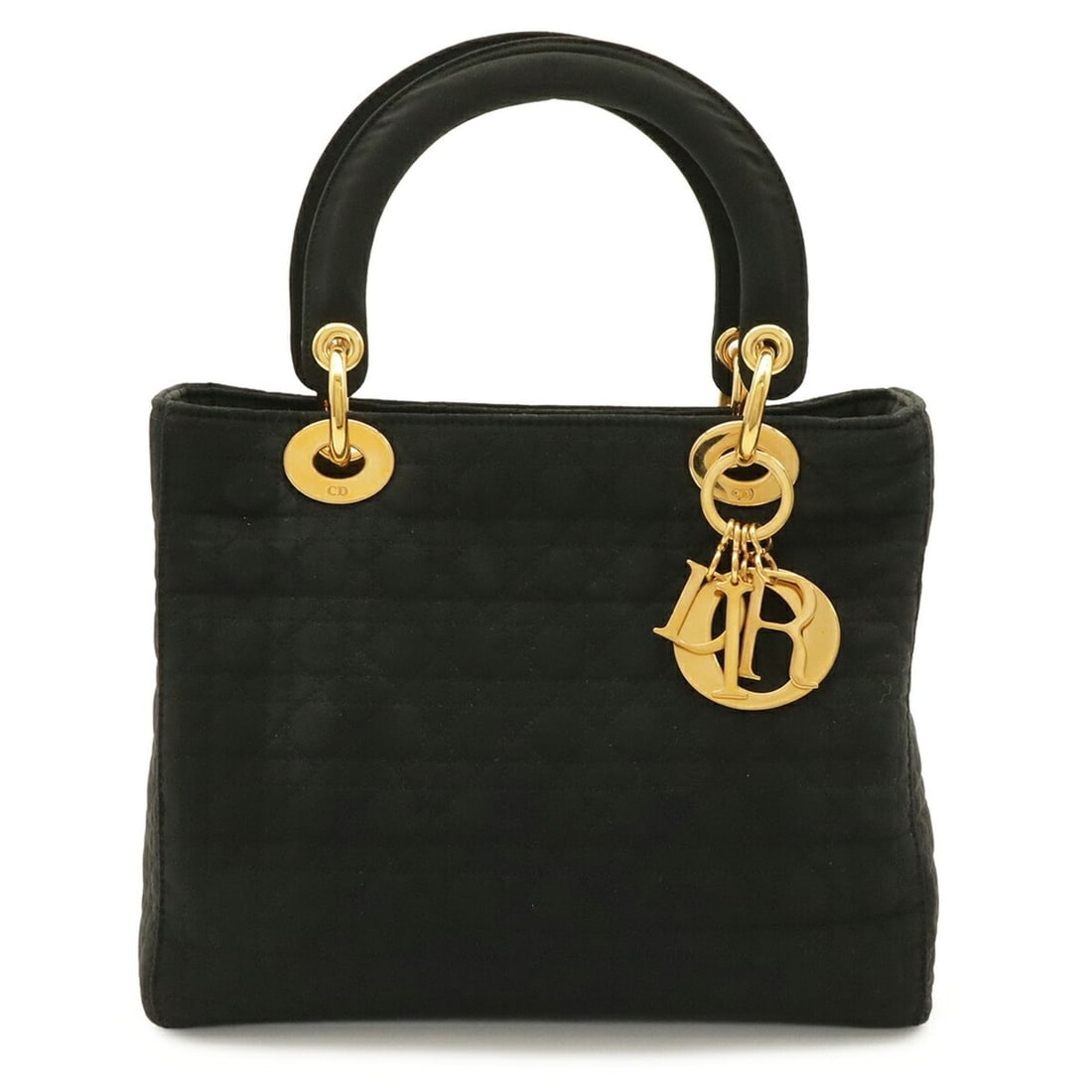 Christian Dior Lady Cannage Medium Handbag Tote Bag, Nylon, Black: --- Catalog ---Category: SizeSize (HxWxD): 20cm x 24cm x 11.5cm / 7.87'' x 9.44'' x 4.52''Category: DesignType: Handbag, Tote bagColor: BlackGender: WomenMaterial: Nylon , Leather Hardware Color: Gold