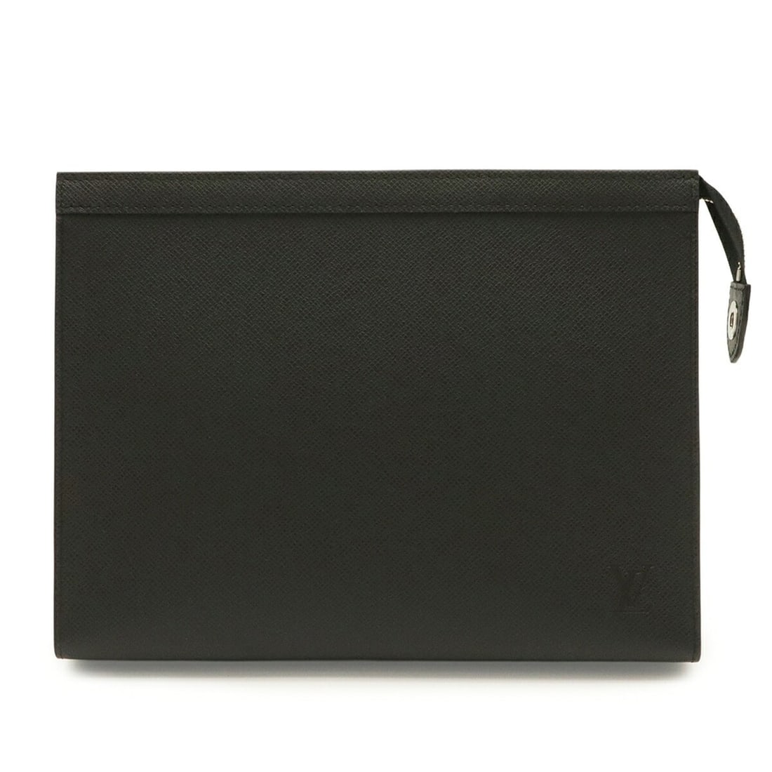 LOUIS VUITTON Louis Vuitton Taiga Pochette Voyage MM Second Bag Clutch Calf Leather Noir Black (1 of 9)