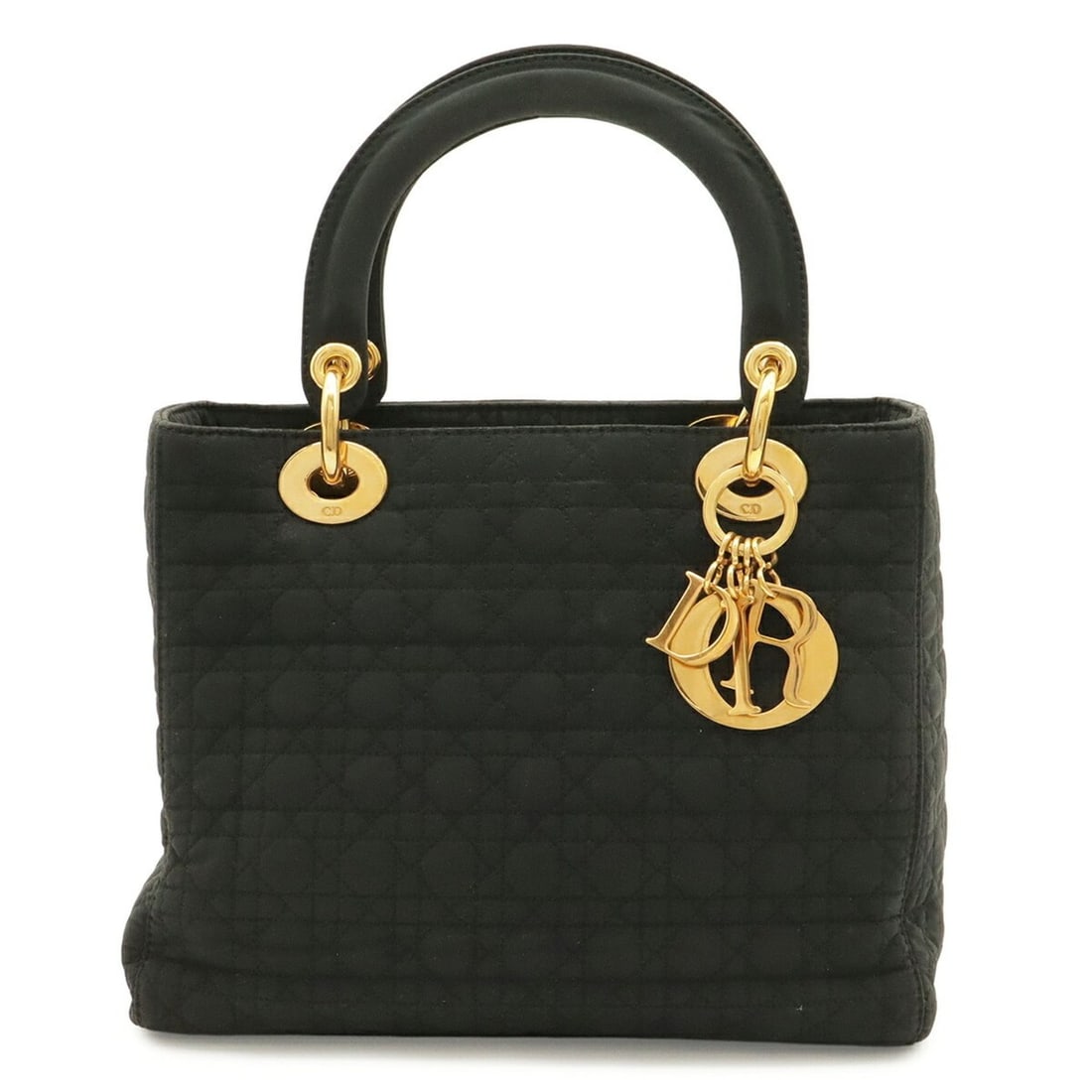 Christian Dior Lady Cannage Medium Handbag Tote Bag, Nylon, Black: --- Catalog ---Category: SizeSize (HxWxD): 20cm x 24cm x 12cm / 7.87'' x 9.44'' x 4.72''Category: DesignType: Handbag, Tote bagColor: BlackGender: WomenMaterial: Nylon , Leather Hardware Color: GoldCa