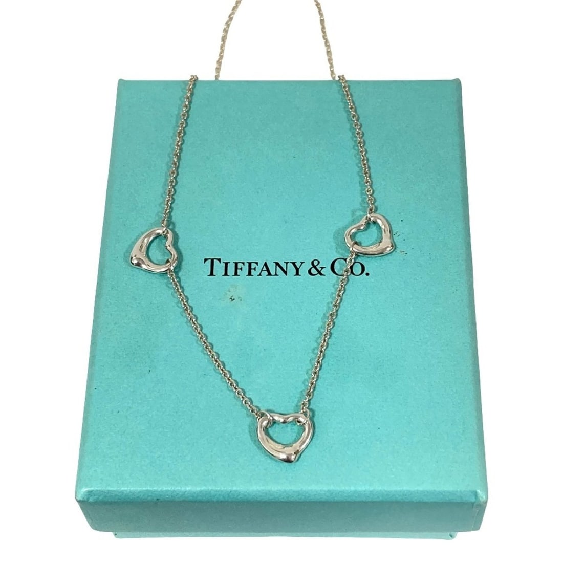 Tiffany & Co. Triple Open Heart Necklace, 925 Sterling Silver, Women's: --- Catalog ---Category: SizePendant Size: 10mm x 10mm / 0.39'' x 0.39''Neck Circumference: 40 cm / 15.74''Category: DesignColor: SilverGender: WomenMaterial: Silver 925Necklace Type: NecklaceCategory