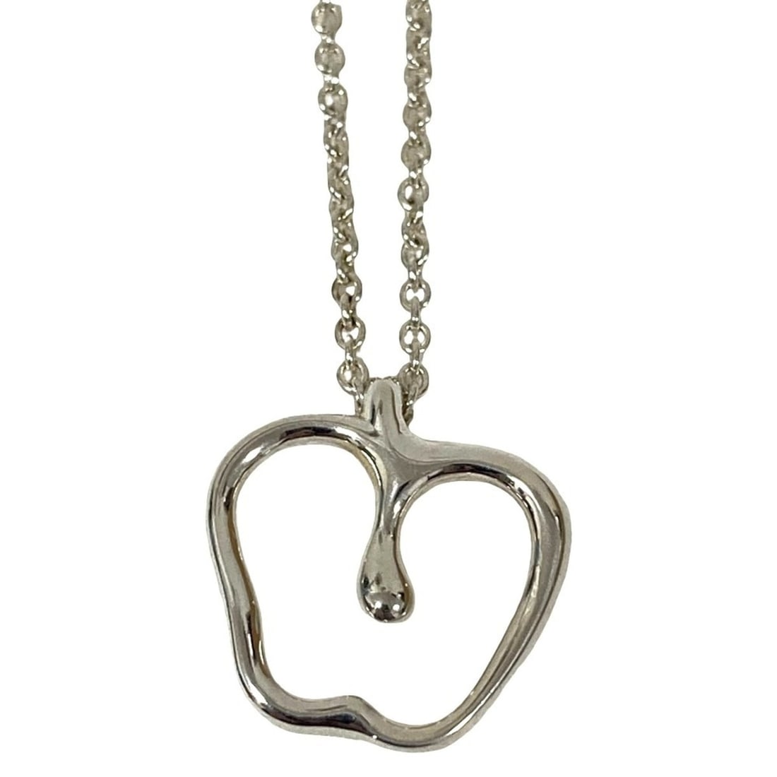 Tiffany & Co. Open Apple Necklace by Elsa Peretti, 925 Sterling Silver, Women's: --- Catalog ---Category: SizePendant Size: 17mm x 16mm / 0.66'' x 0.62''Neck Circumference: 42 cm / 16.53''Category: DesignColor: SilverGender: WomenMaterial: Silver 925Necklace Type: NecklaceCategory
