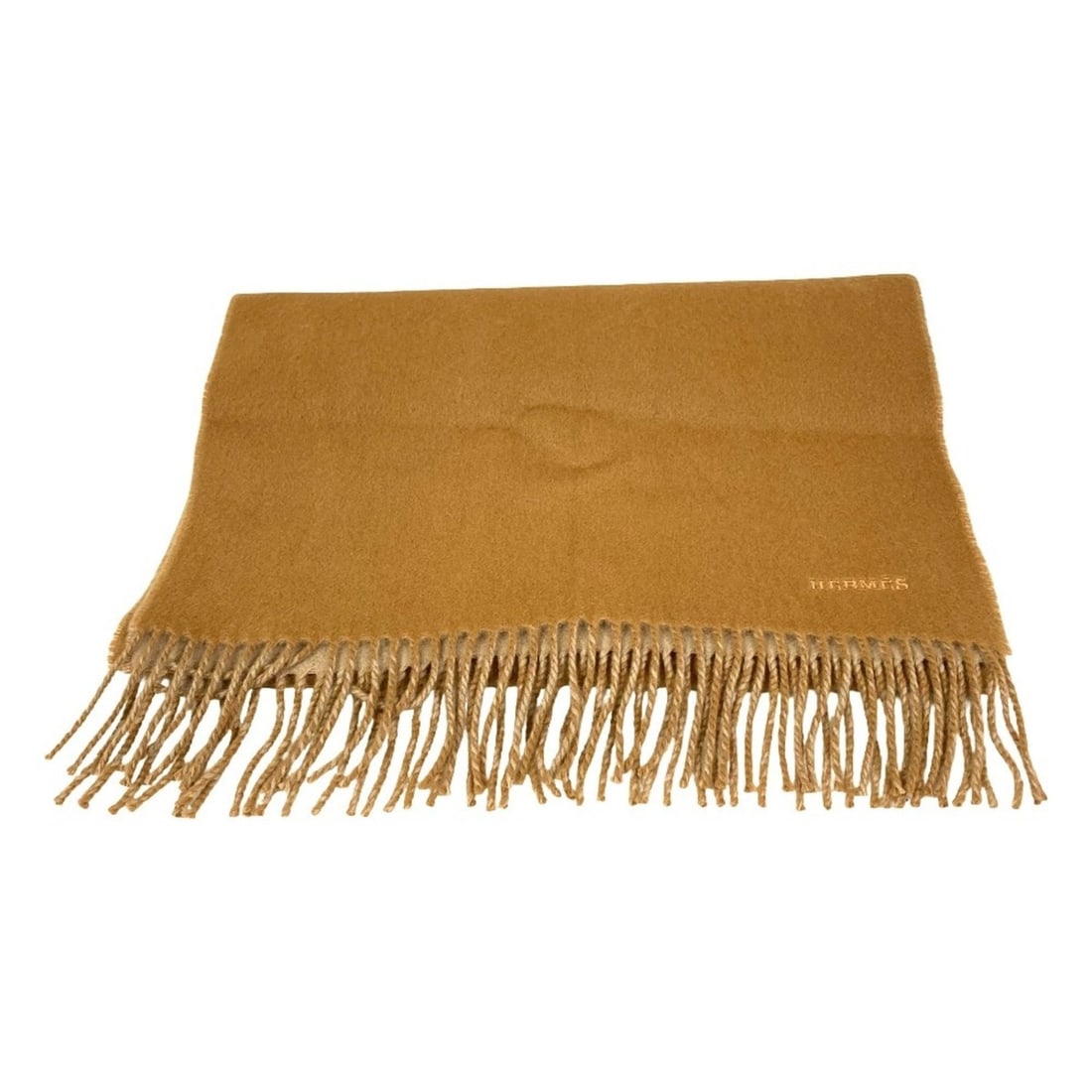 HERMES logo embroidered cashmere stole/scarf, beige/brown, women's.: --- Catalog ---Category: SizeSize (LxW): 1.6m x 41cm / 63.18'' x 16.14''Category: DesignType: StoleColor: BrownGender: WomenMaterial: Cashmere 100%Category: GeneralBrand: Hermes--- Item List ---Sectio