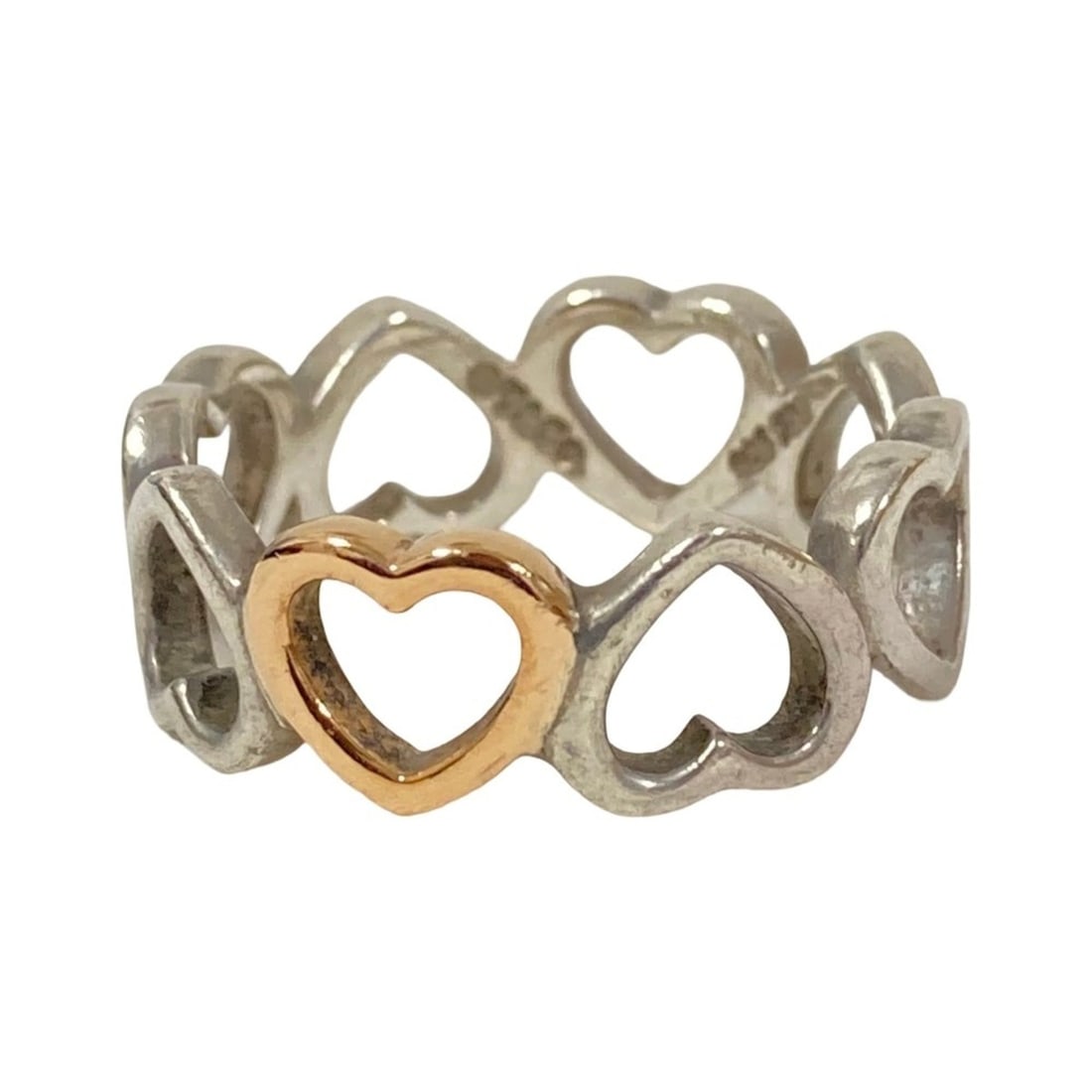 Tiffany & Co. 925 750 Sentimental Ring, Size 1 (approx.), Silver, Women's.: --- Catalog ---Category: SizeJP Size: 12US Size: 6.5Category: DesignType: Band ringGender: WomenMaterial: Gold (18K), Silver 925Category: GeneralBrand: Tiffany--- Item List ---Section: ConditionRankin