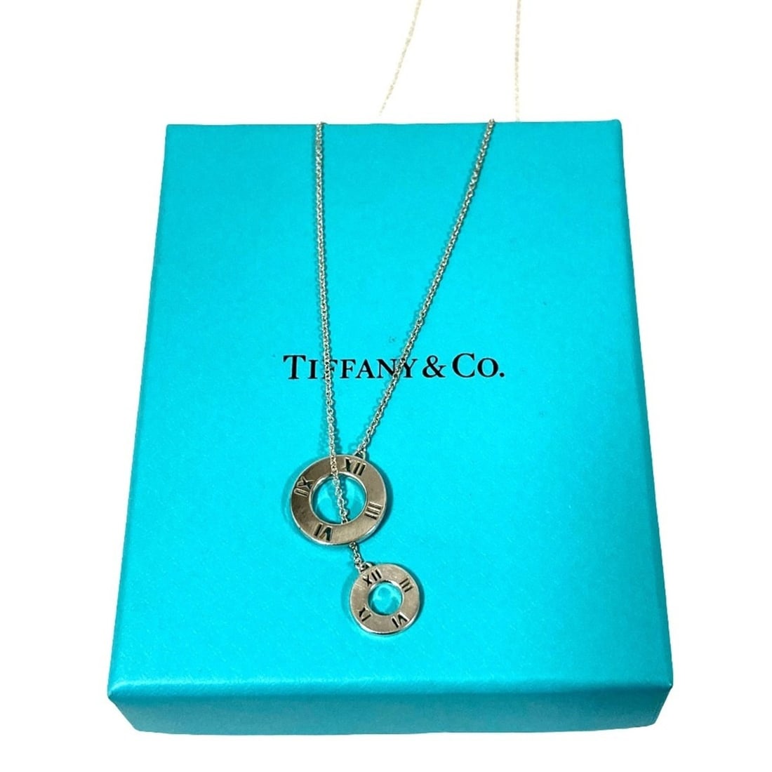Tiffany & Co. Open Atlas Lariat Necklace, 925 Sterling Silver, Women's: --- Catalog ---Category: SizePendant Size: 14mm x 14mm / 0.55'' x 0.55''Neck Circumference: 47 cm / 18.5''Category: DesignColor: SilverGender: WomenMaterial: Silver 925Necklace Type: NecklaceCategory: